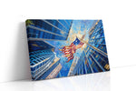 Urban Skies of Independence patriotic canvas print gallery-wrapped landscape canvas studio shot