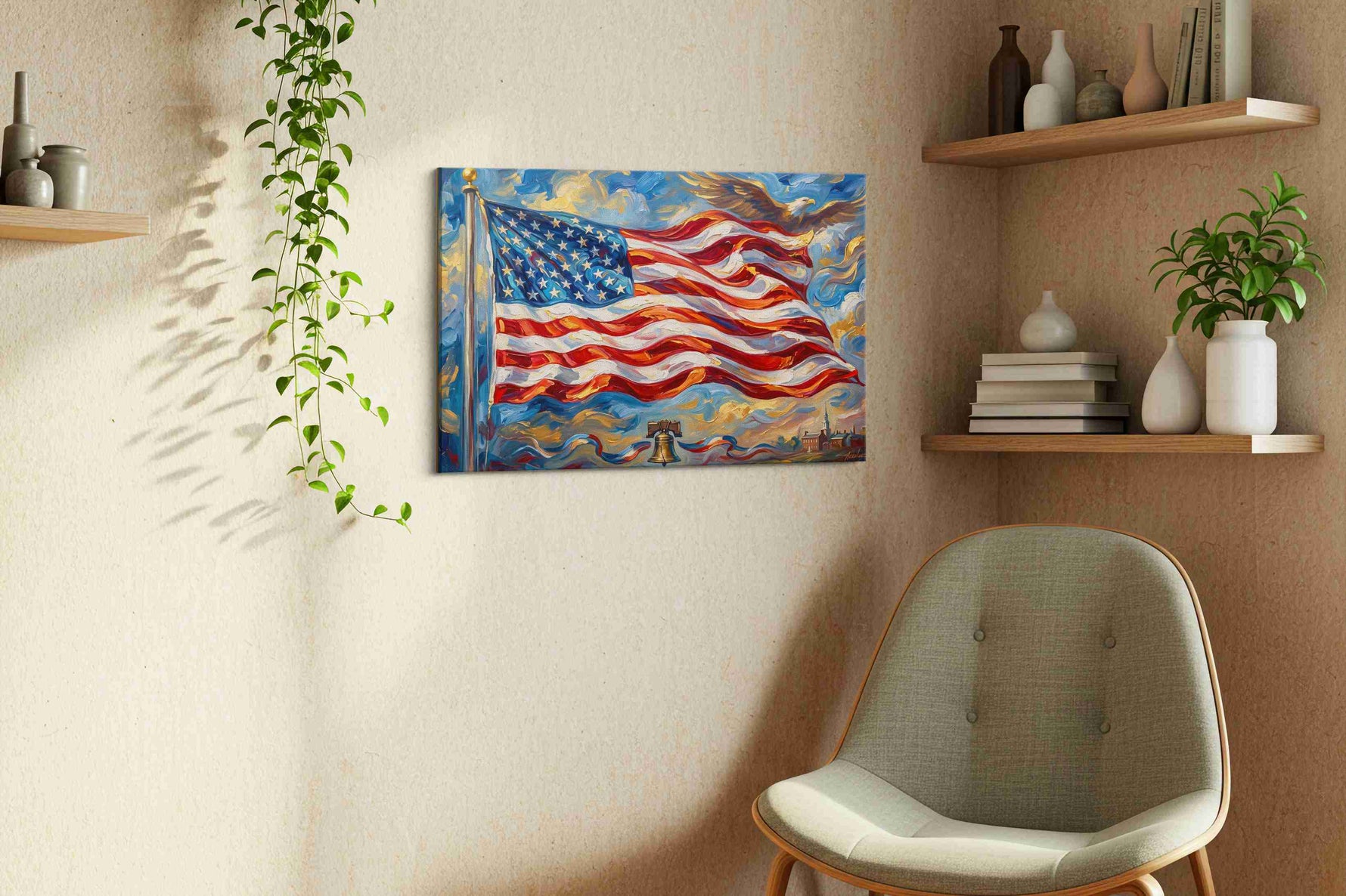 Whispers of Freedom patriotic canvas print, displayed in a living room