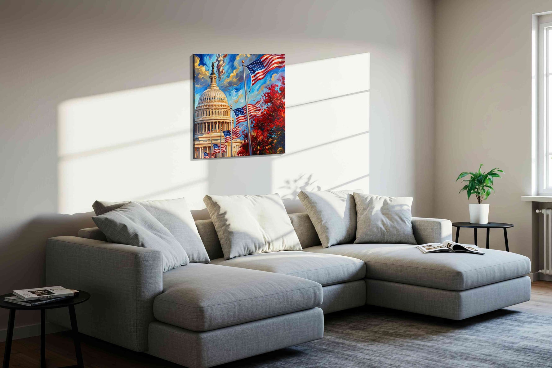 Whispers of Liberty patriotic canvas print, displayed in a living room