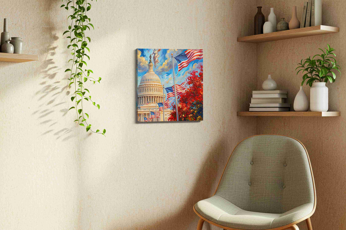 Whispers of Liberty patriotic canvas print in a living room scene