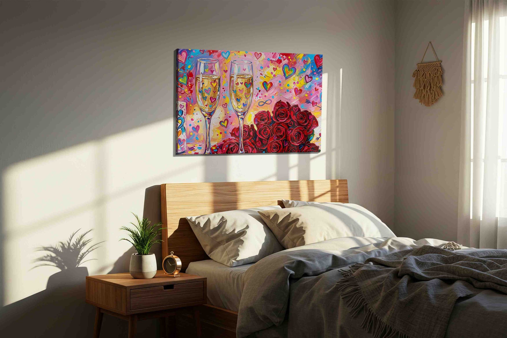 Eternal Celebration of Love romance canvas print, displayed in a bedroom