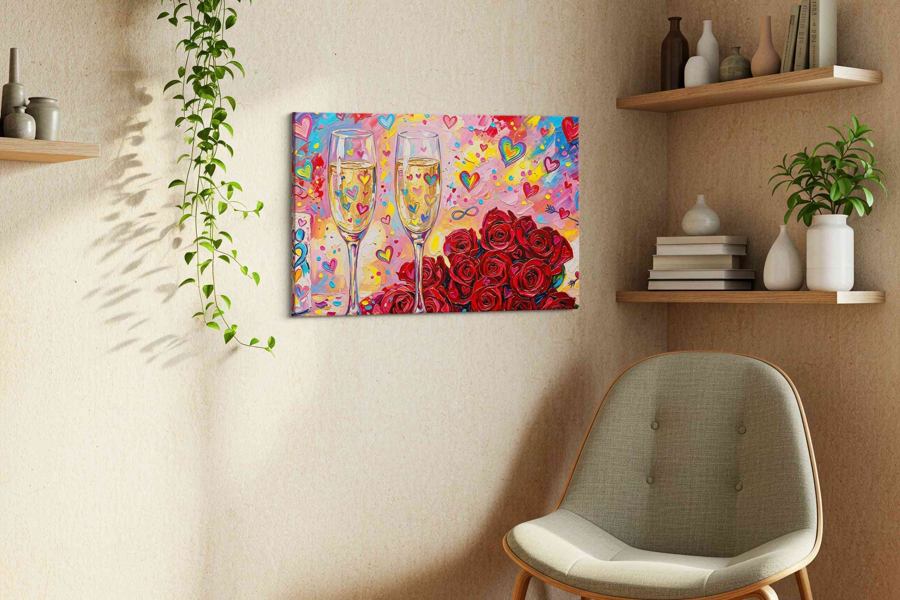 Eternal Celebration of Love romance canvas print, hanging on wall — view 2