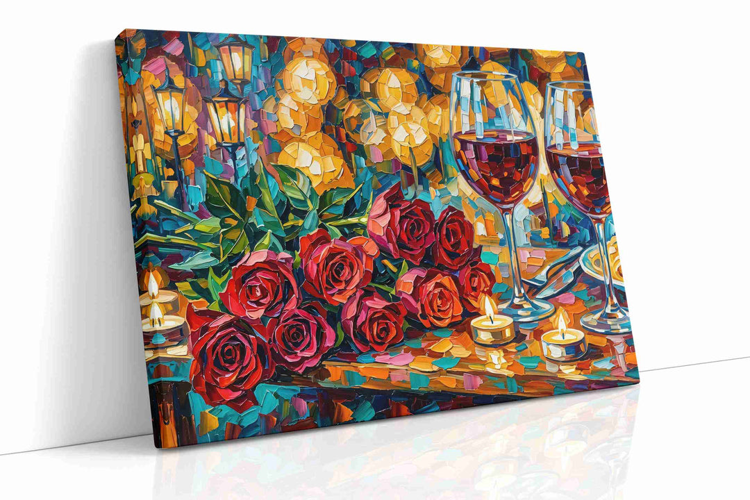 Luminous Evening Elegance - Romantic Wall Art, Couples Canvas Art, Bedroom Wall Decor