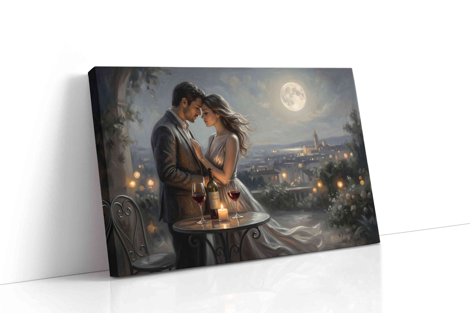 Moonlit Serenade romance canvas print, gallery-wrapped, ready to hang