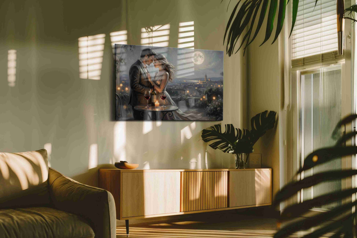 Moonlit Serenade romance canvas print, on wall, lifestyle preview