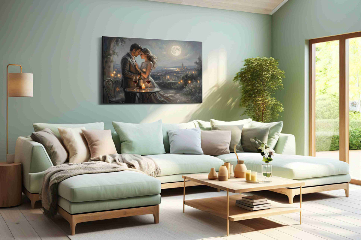 Moonlit Serenade romance canvas print, hanging on wall