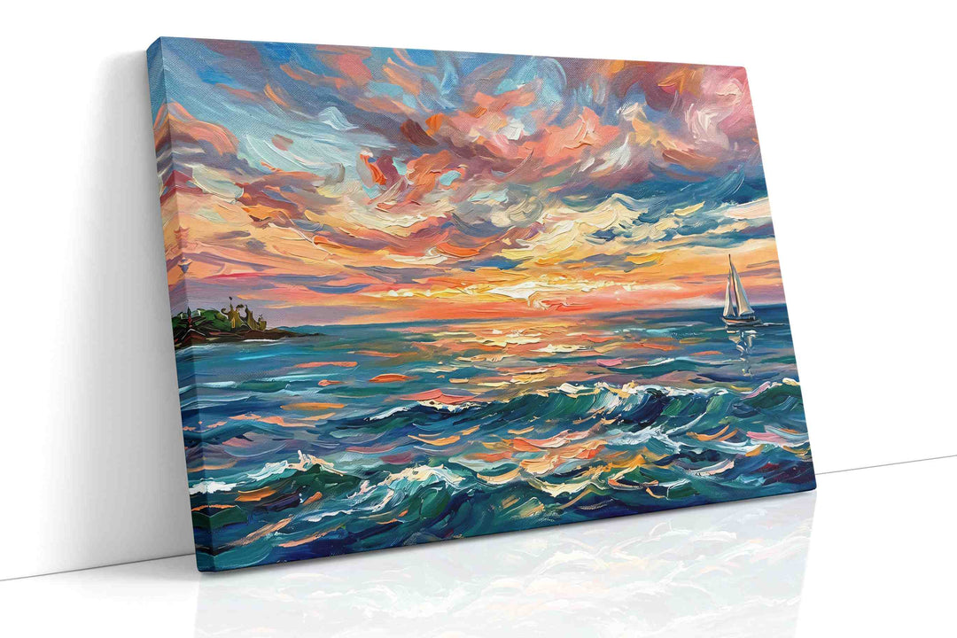 Sailing Through Vibrant Horizons - Ocean, Coastal Wall Art, Ocean Canvas Print, Beach House Decor