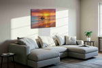 Sailing into Sunset Serenity beach canvas print, displayed in a living room