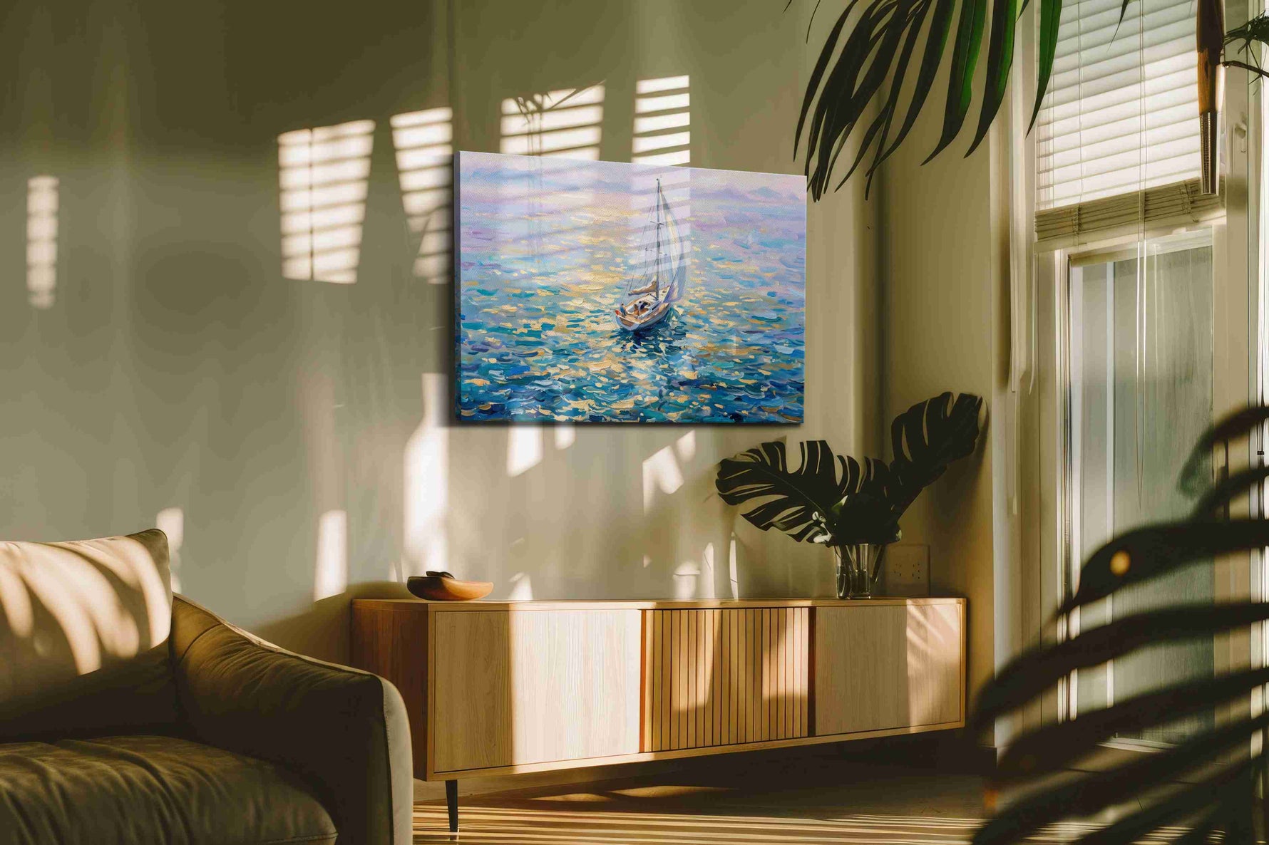 Serenade of the Sea Breeze sailing canvas print, hanging on wall