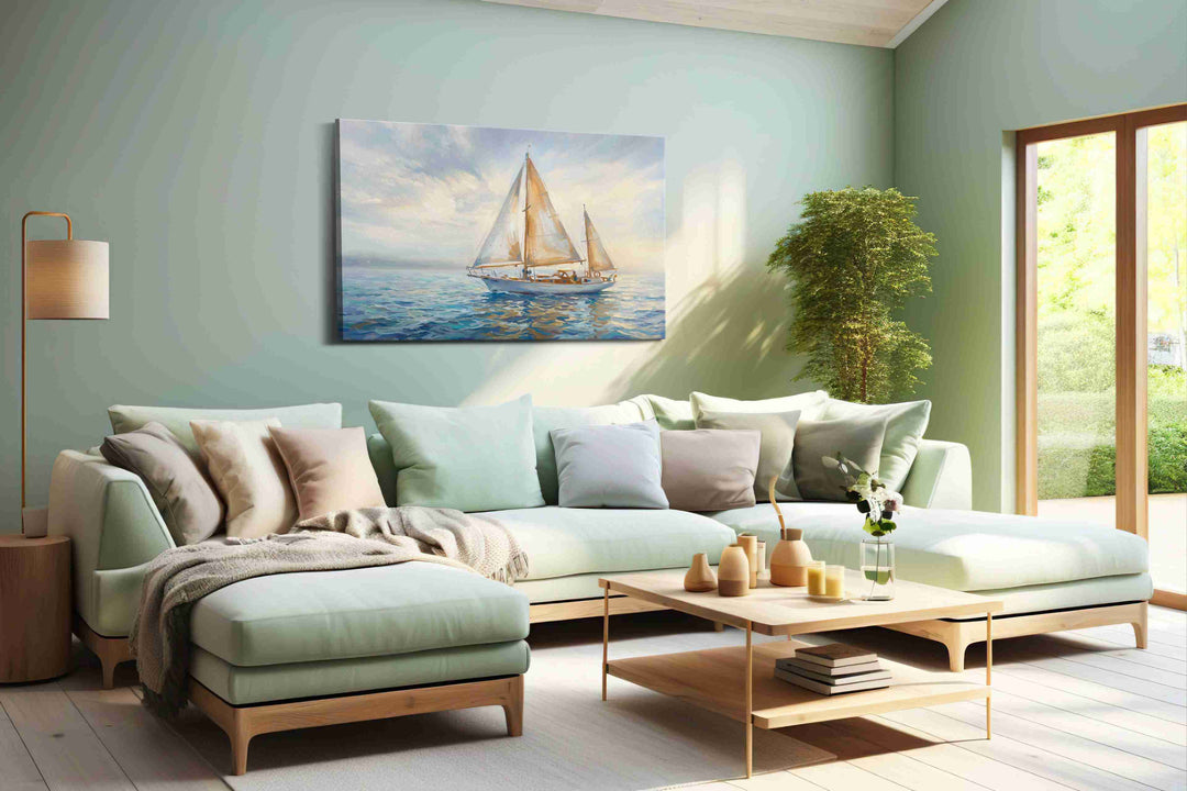 Serenity Sails at Dawn - Nautical Wall Art, Sailing Canvas Print, Maritime Decor
