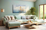 Serenity Sails at Dawn - Nautical Wall Art, Sailing Canvas Print, Maritime Decor
