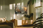 Sunset Regatta Serenity sailing canvas print in a hung canvas mockup