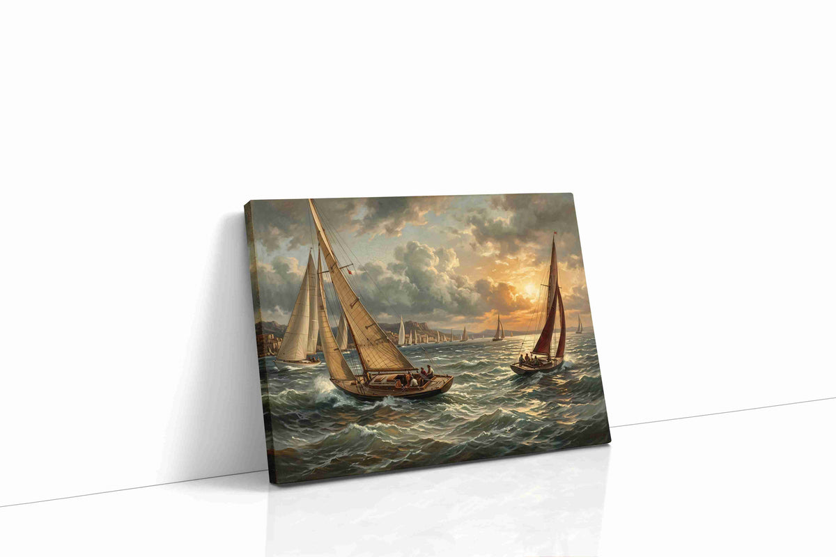 Sunset Regatta Serenity sailing canvas print, gallery-wrapped, ready to hang