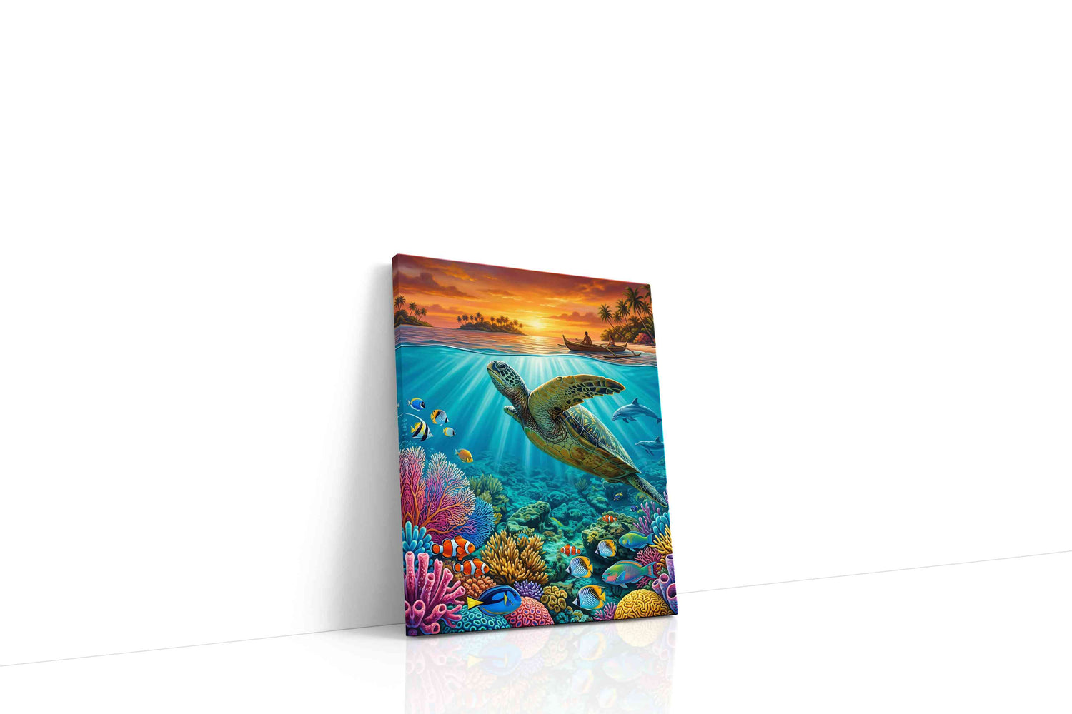 Ocean Symphony at Sunset sealife canvas print, gallery-wrapped, ready to hang