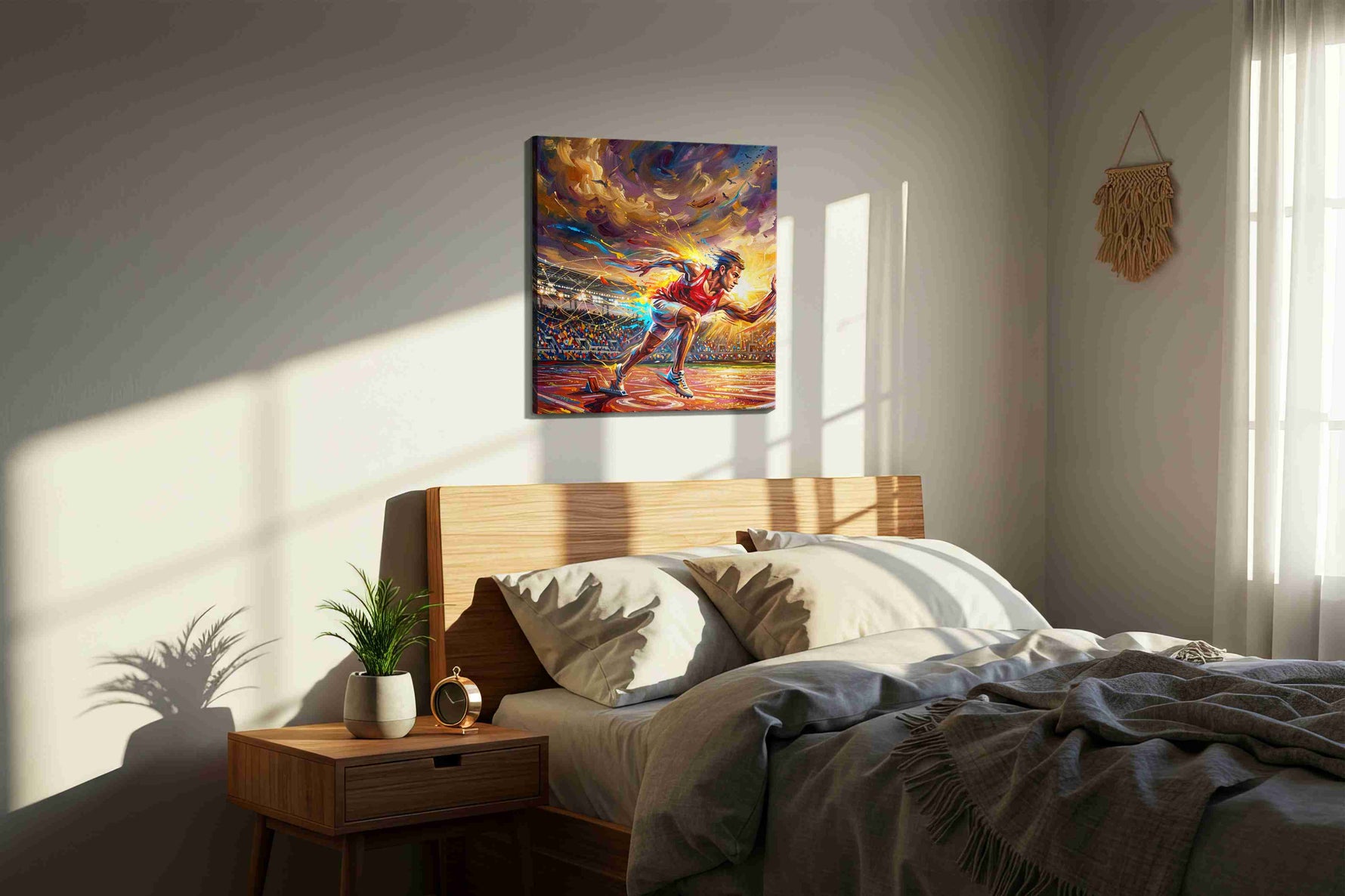 Velocity Burst sports canvas print, displayed in a bedroom