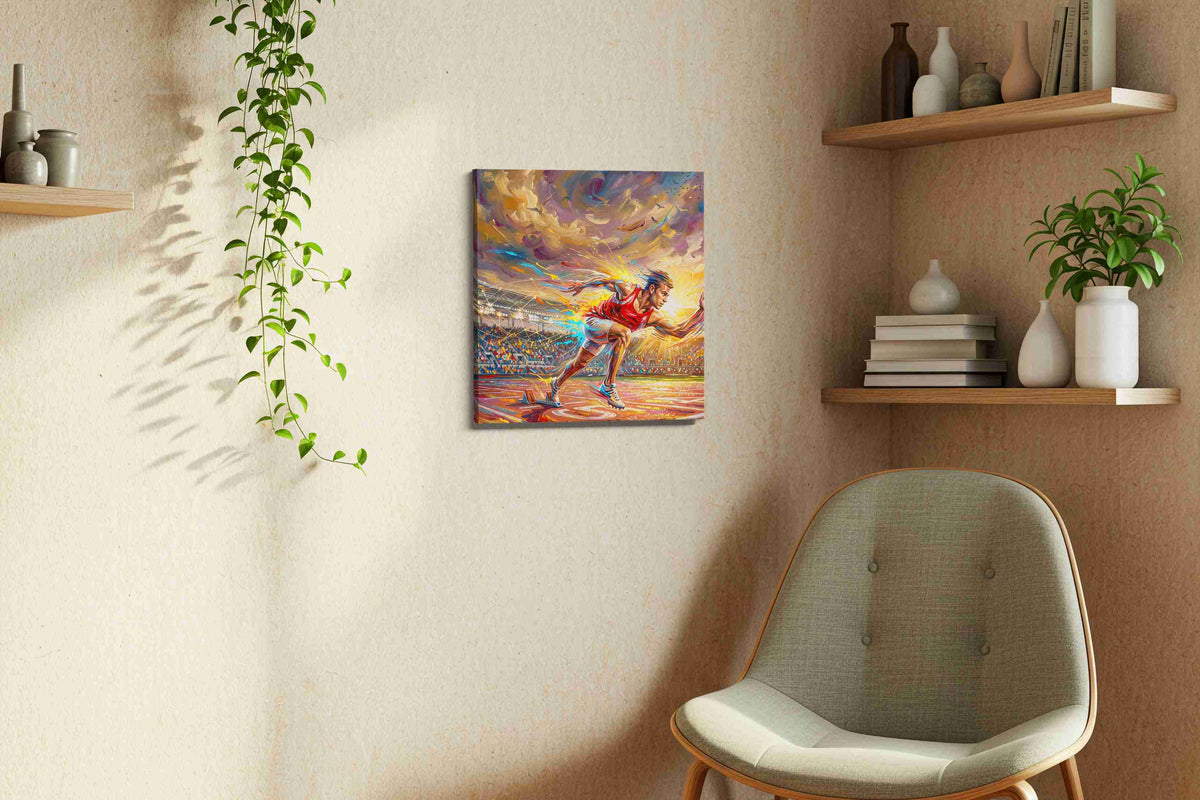 Velocity Burst sports canvas print, displayed in a living room