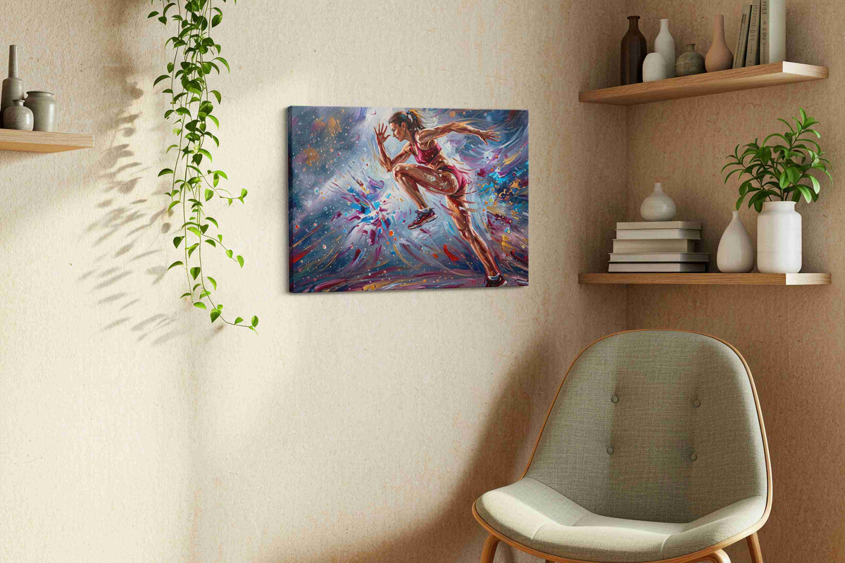 Whirlwind Athlete sports canvas print in a living room scene