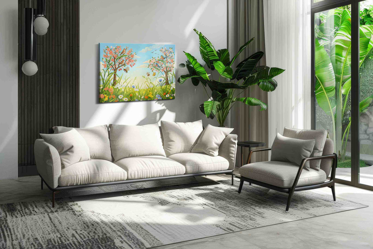 Whispers of Springtime Meadows spring canvas print, hanging on wall