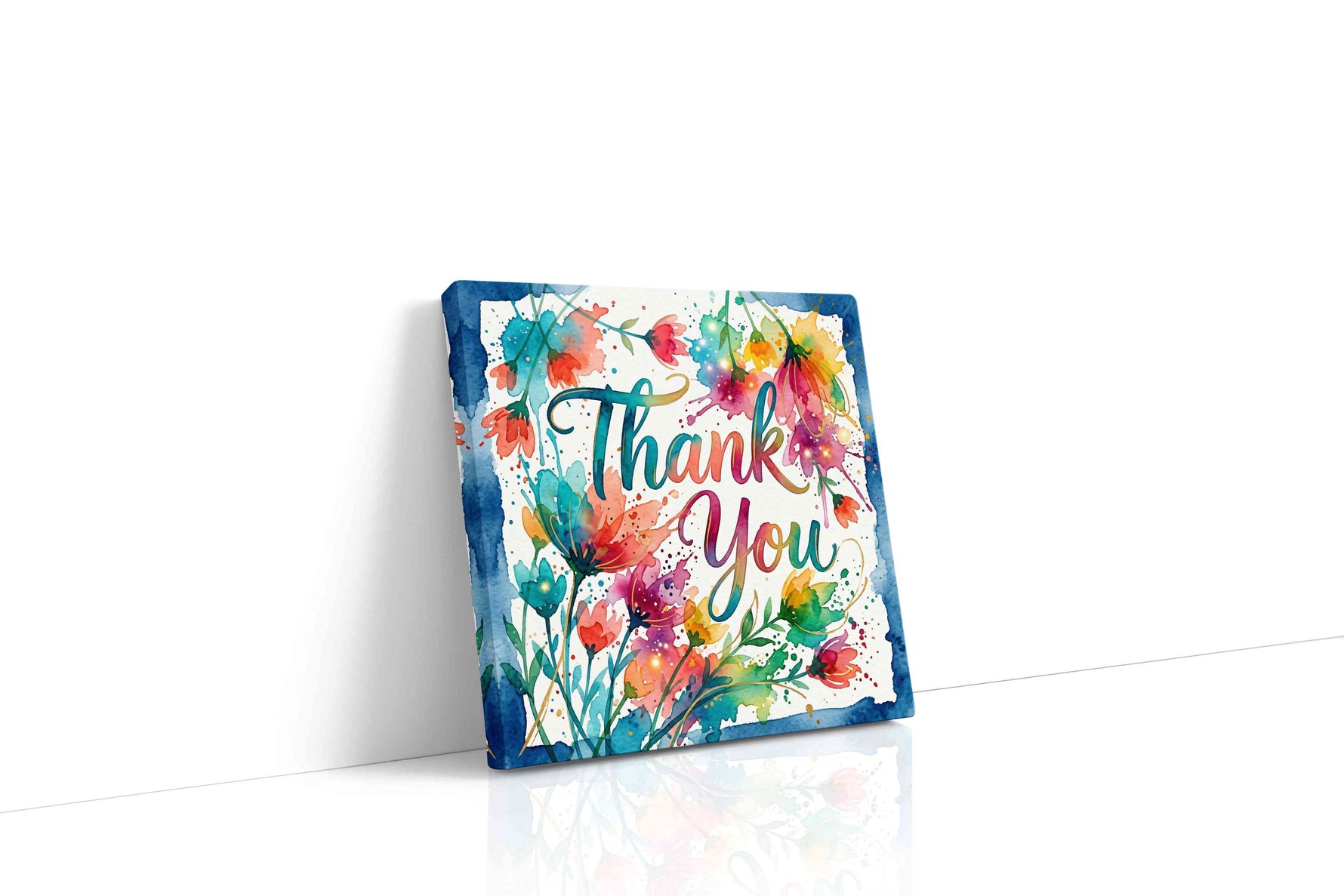 Floral Gratitude Symphony motivational canvas print gallery-wrapped square canvas studio shot