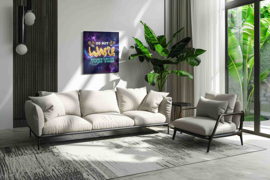 Galactic Timekeeper motivational canvas print, on wall, lifestyle preview