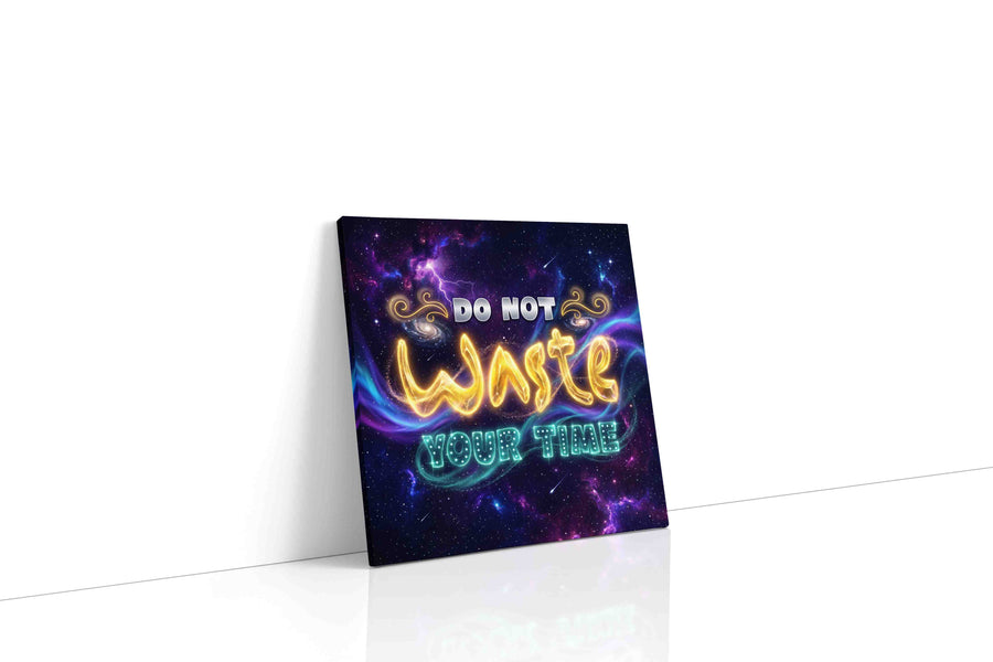 Galactic Timekeeper motivational canvas print gallery-wrapped square canvas studio shot