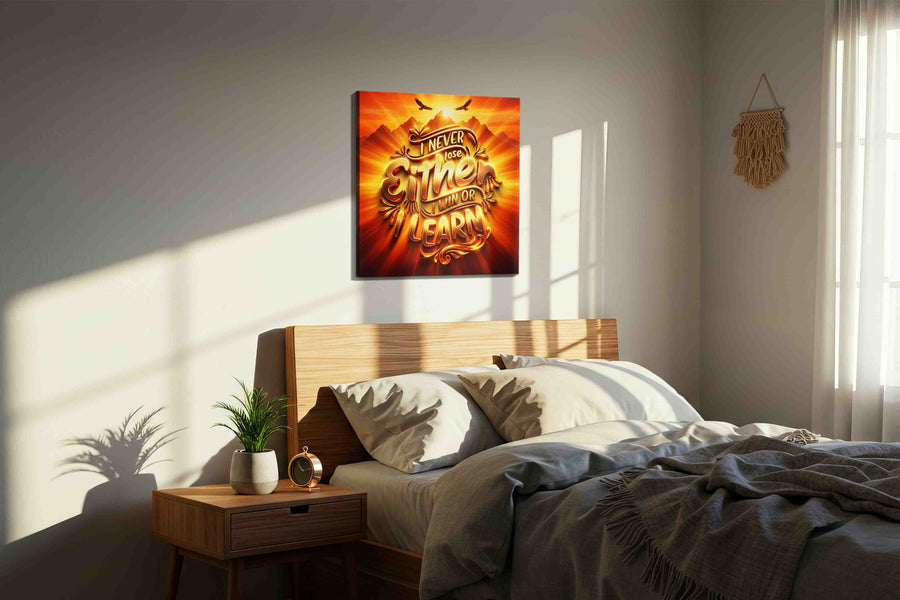 Radiant Resilience motivational canvas print, displayed in a bedroom