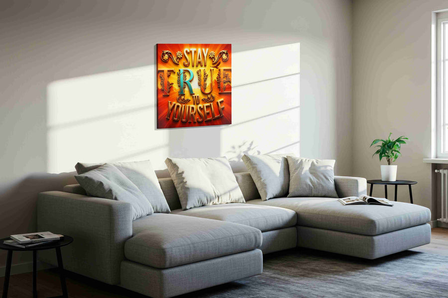 Radiant Self-Reflection motivational canvas print, displayed in a living room