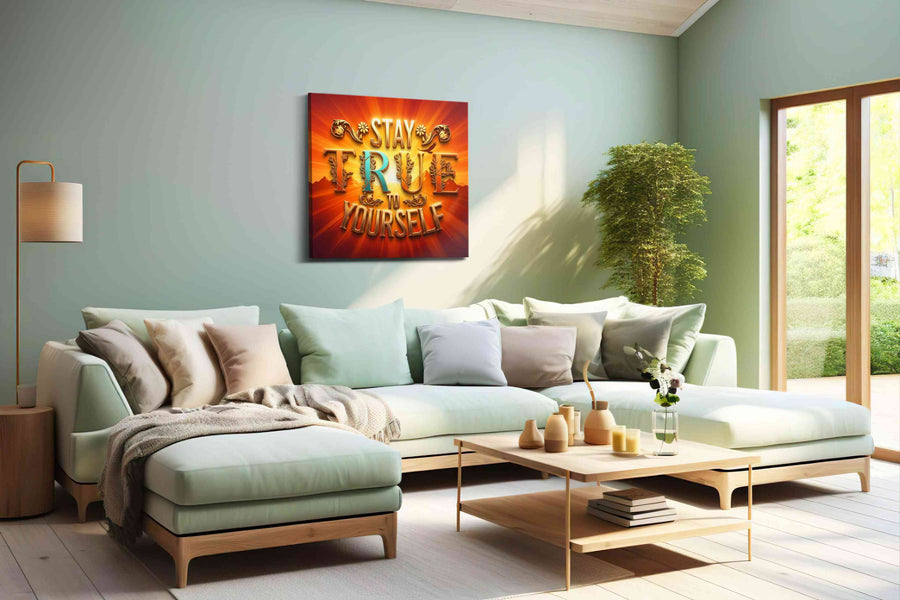 Radiant Self-Reflection motivational canvas print, hanging on wall