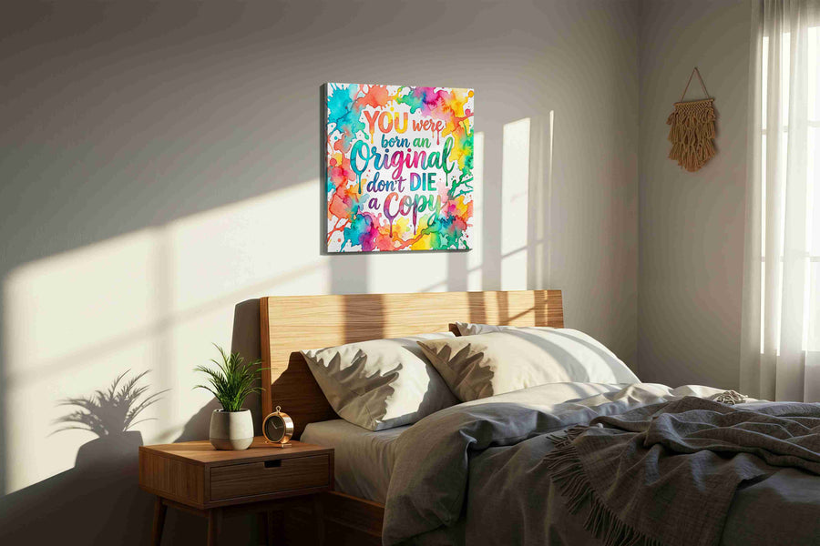 Vibrant Original Soul motivational canvas print, displayed in a bedroom