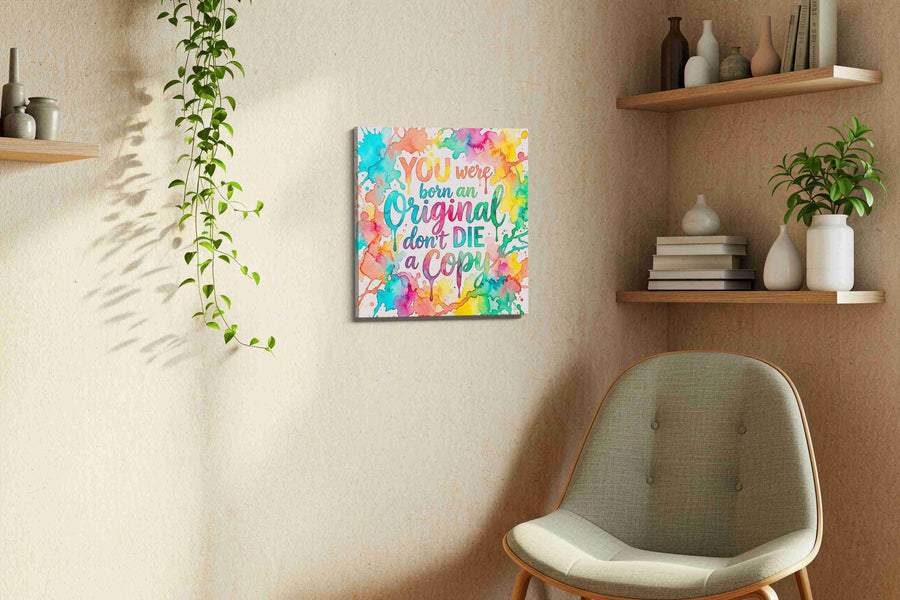 Vibrant Original Soul motivational canvas print styled in a living room