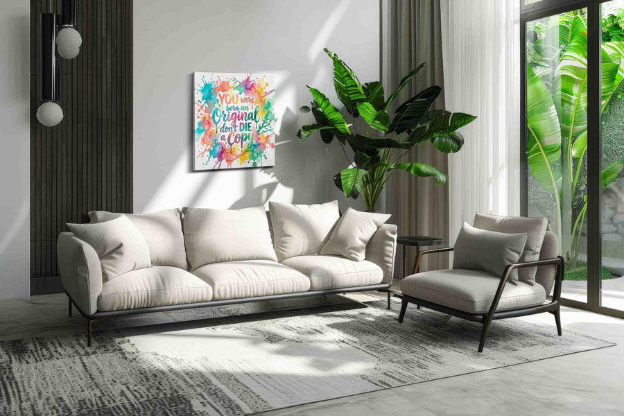 Vibrant Original Soul motivational canvas print in a modern interior mockup