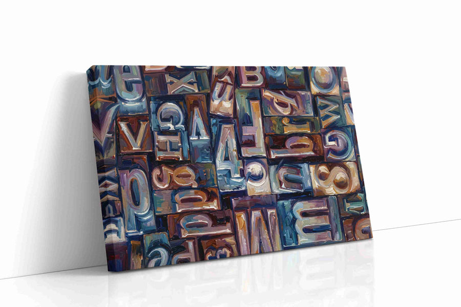Whirling Letters Symphony typography canvas print, gallery-wrapped, ready to hang