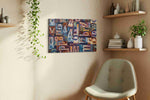 Whirling Letters Symphony typography canvas print styled in a living room