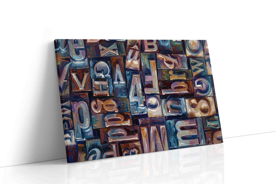 Whirling Letters Symphony typography canvas print gallery-wrapped landscape canvas studio shot