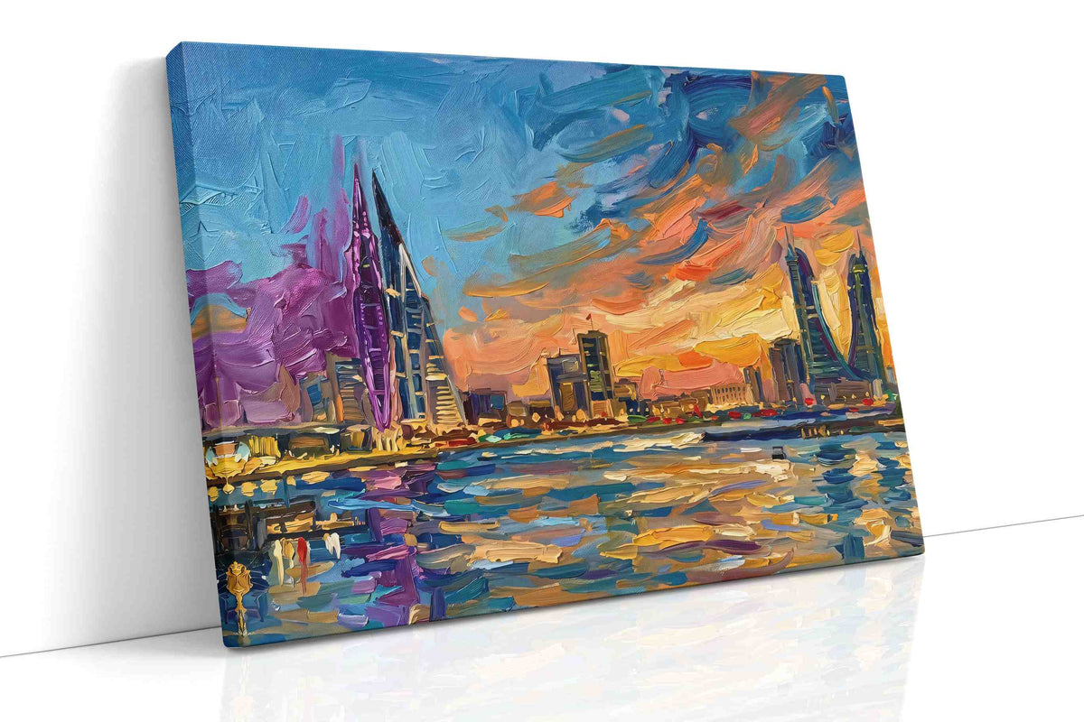 Chromatic Cityscape Dream landmarks canvas print, gallery-wrapped, ready to hang
