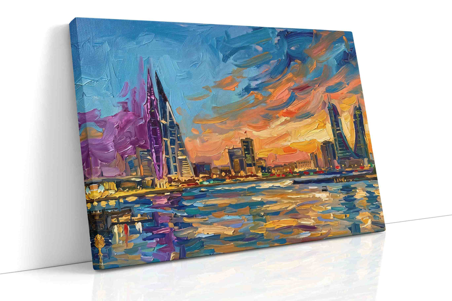 Chromatic Cityscape Dream landmarks canvas print, gallery-wrapped, ready to hang