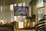 Ethereal Urban Symphony landmarks canvas print, on wall, lifestyle preview