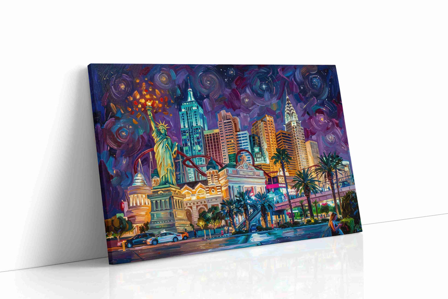 Ethereal Urban Symphony landmarks canvas print, gallery-wrapped, ready to hang