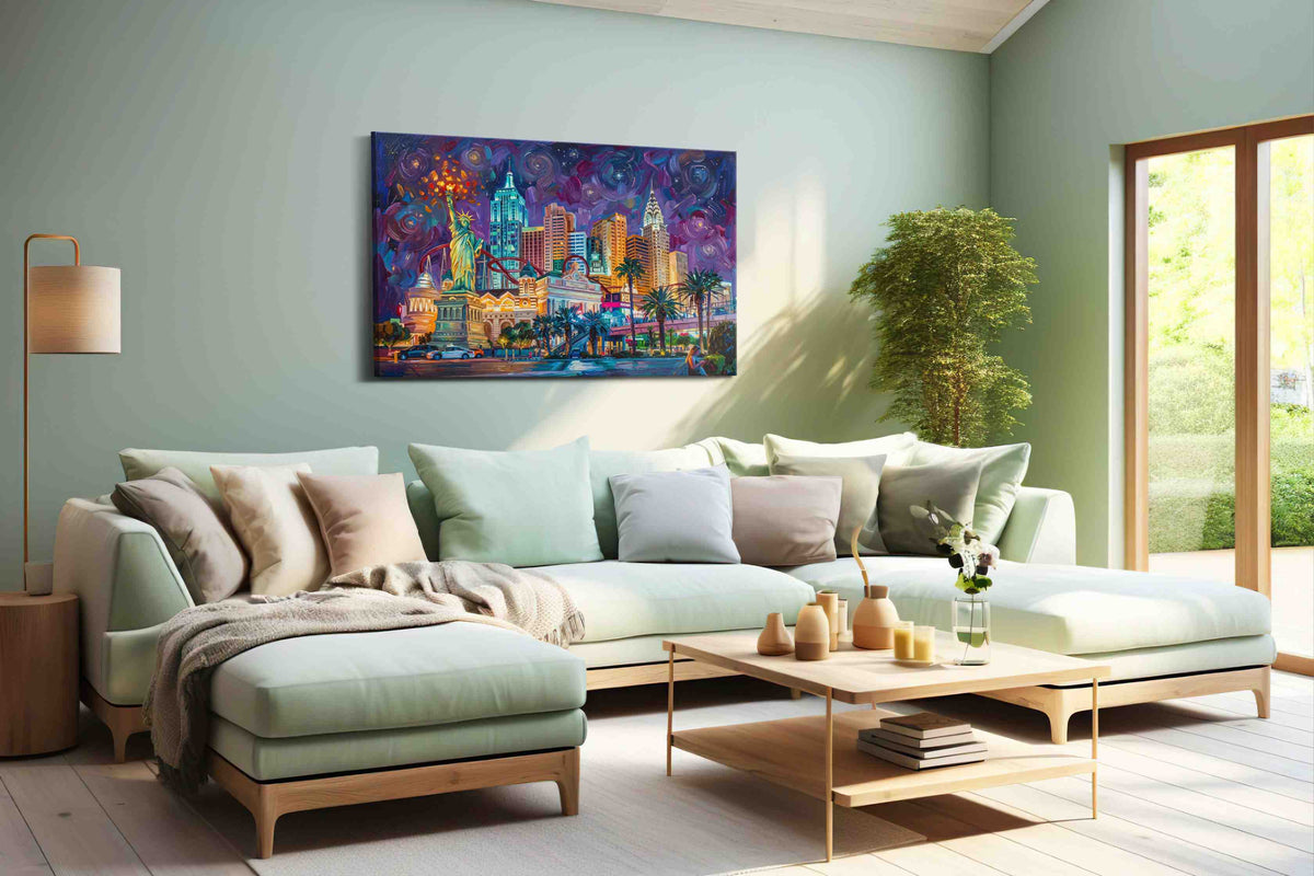 Ethereal Urban Symphony landmarks canvas print, hanging on wall