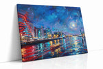 Moonlit Urban Symphony urban canvas print, gallery-wrapped, ready to hang