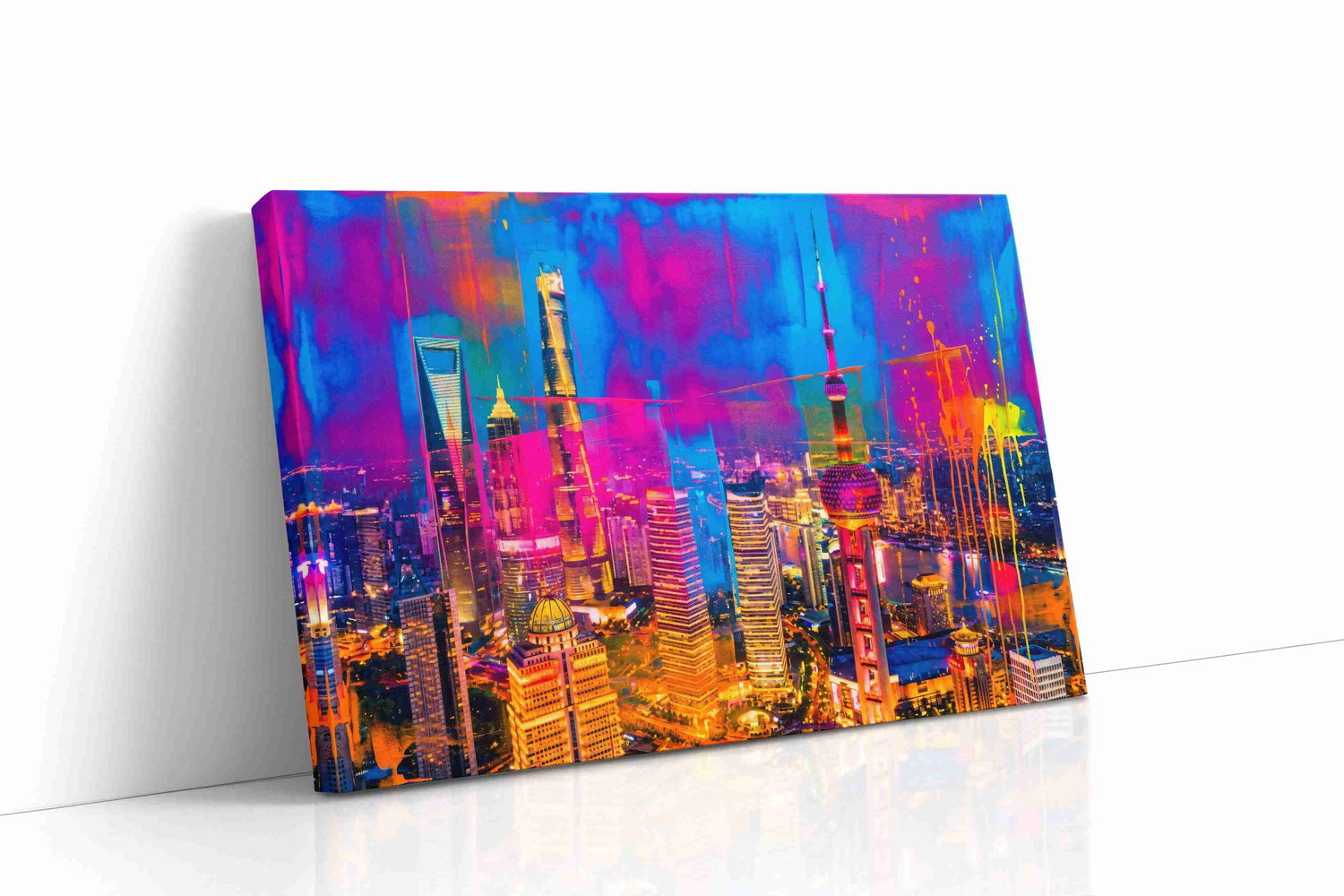 Neon Metropolis Dreamscape - Modern, Modern Wall Art, Contemporary Canvas Print, Minimalist Decor
