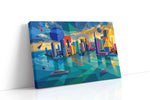 Neon Metropolis Mirage modern canvas print, gallery-wrapped, ready to hang