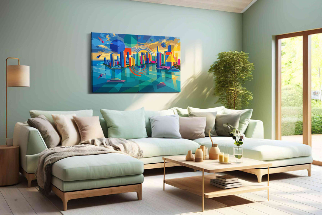 Neon Metropolis Mirage - Modern, Modern Wall Art, Contemporary Canvas Print, Minimalist Decor