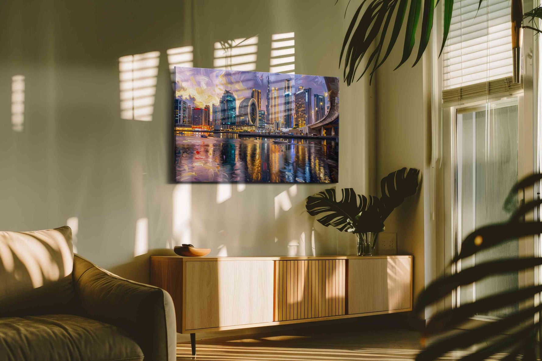 Neon Reflections of the City - Urban Wall Art, Cityscape Canvas Print, Modern City Art