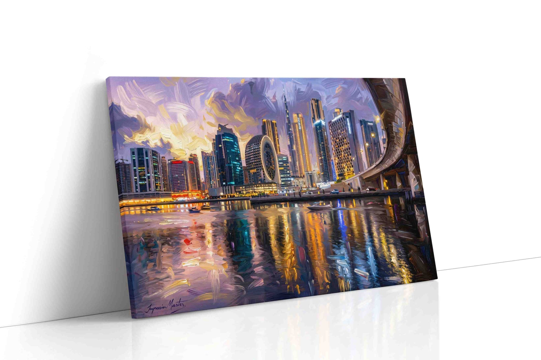 Neon Reflections of the City urban canvas print, gallery-wrapped, ready to hang