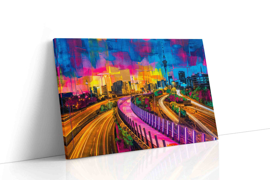 Neon Symphony modern canvas print, gallery-wrapped, ready to hang
