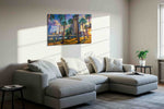 Sunlit City Palms landmarks canvas print in a living room scene