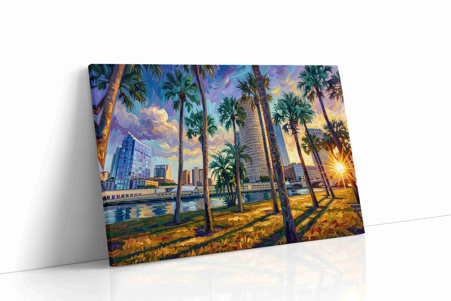 Sunlit City Palms landmarks canvas print, gallery-wrapped, ready to hang