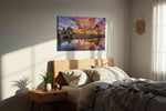 Sunset Symphony Over Berlin urban canvas print, displayed in a bedroom