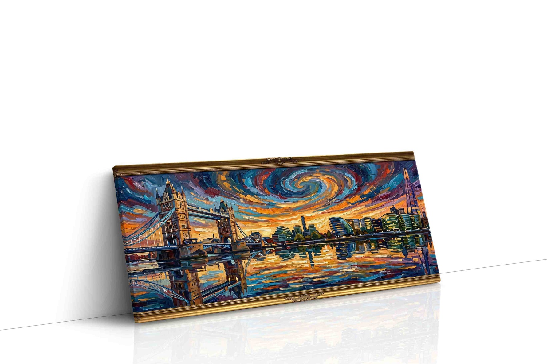 Swirling Skies Over London landmarks canvas print, gallery-wrapped, ready to hang